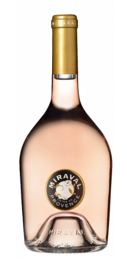 1 Flasche Roséwein Miraval auf weißem Hintegrund